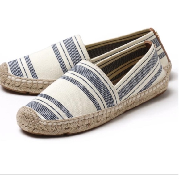 blue and white espadrilles